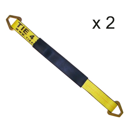 Tie 4 Safe 2" x 18" Axle Straps w/ Sleeve & D Rings, WLL: 3, 333 lbs., PK2 RT41A-18M18-Y-C-2